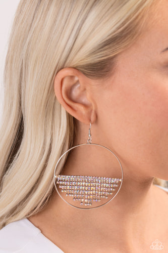Fierce Fringe - Multicolored Silver Earrings- Paparazzi Accessories