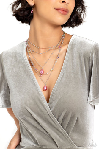 SASS with Flying Colors - Multicolored Silver Necklace- Paparazzi Accessories