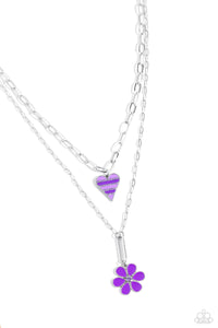 Childhood Charms - Purple and Silver Necklace- Paparazzi Accessories