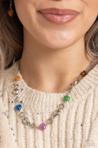 My HEARTBEAT Will Go On - Multicolored Silver Necklace- Paparazzi Accessories
