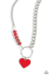 Mismatched Mayhem - Red and Silver Necklace- Paparazzi Accessories