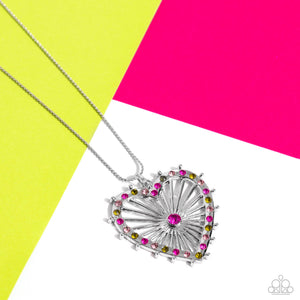Flirting Ferris Wheel - Pink and Silver Necklace- Paparazzi Accessories