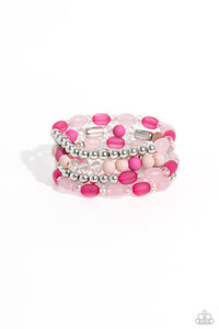 Glassy Gait - Pink and Silver Bracelet- Paparazzi Accessories