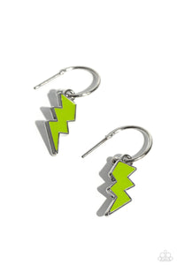Lightning Limit - Green and Silver Earrings- Paparazzi Accessories