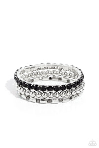 Monochromatic Maverick - Black and Silver Bracelet- Paparazzi Accessories