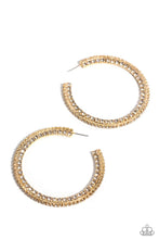 Load image into Gallery viewer, Scintillating Sass - White and Gold Earrings- Paparazzi Accessories