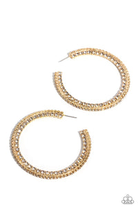 Scintillating Sass - White and Gold Earrings- Paparazzi Accessories