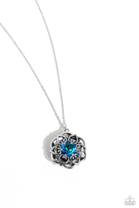 Flowering Fantasy - Blue and Silver Necklace- Paparazzi Accessories
