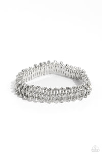 Corporate Confidence - White and Silver Bracelets- Paparazzi Accessories