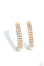 Load image into Gallery viewer, Sliding Series - White and Gold Earrings- Paparazzi Accessories