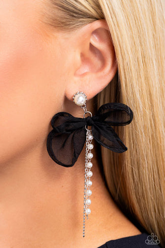 High-Class Heiress - Black and White Earrings- Paparazzi Accessories