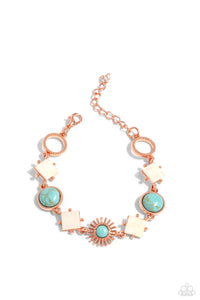 Sunburst Splendor - Blue and Copper Bracelet- Paparazzi Accessories