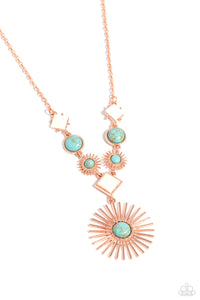 Sunburst Style - Blue and Copper Necklaces- Paparazzi Accessories