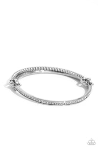 Thrilling Texture - White and Silver Bracelet- Paparazzi Accessories