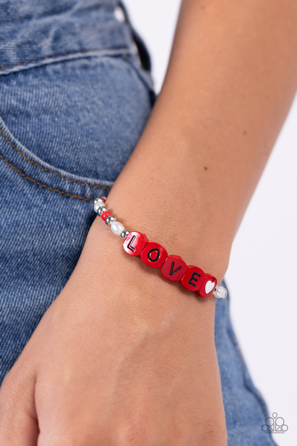 Love Language - Red and White Bracelet- Paparazzi Accessories