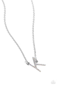 INITIALLY Yours - K - Multicolored Silver Necklace- Paparazzi Accessories