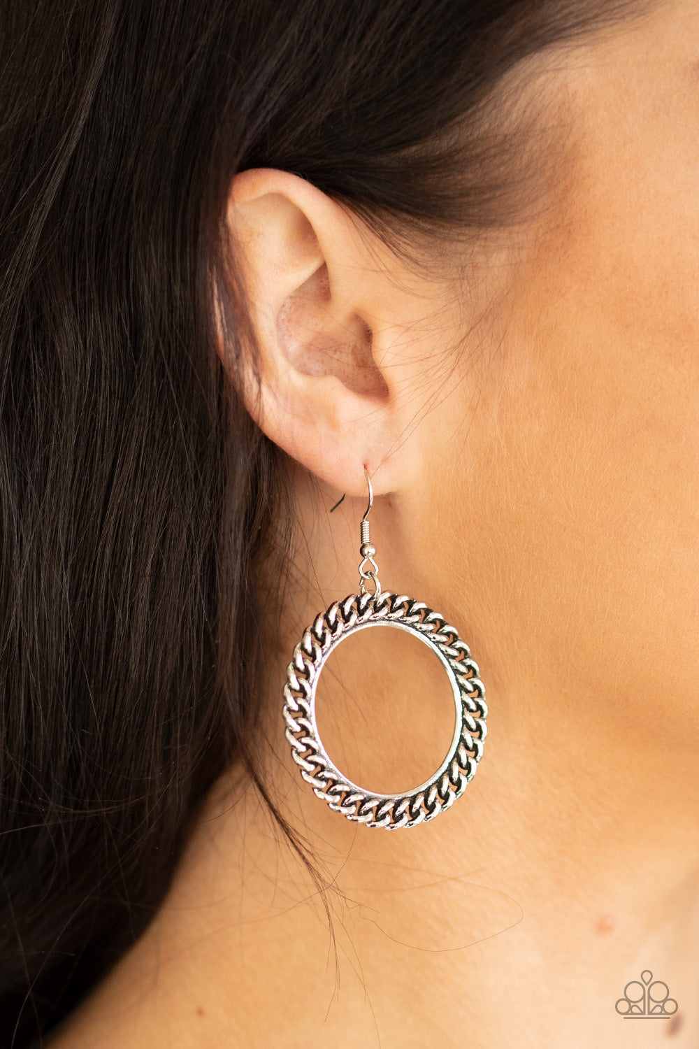 Above The Rims- Silver Earrings- Paparazzi Accessories