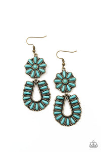 Badlands Eden- Blue and Brass Earrings- Paparazzi Accessories