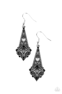 Casablanca Charisma- Black and Silver Earrings- Paparazzi Accessories