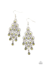 Load image into Gallery viewer, Chandelier Cameo- Green and Silver Earrings- Paparazzi Accessories