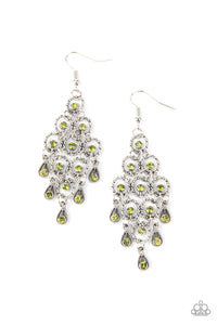Chandelier Cameo- Green and Silver Earrings- Paparazzi Accessories