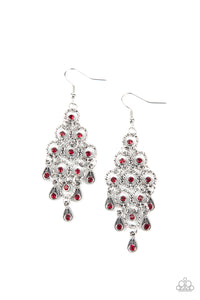 Chandelier Cameo- Red and Silver Earrings- Paparazzi Accessories