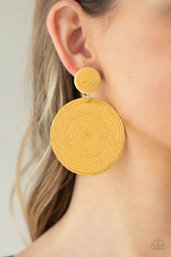 Circulate The Room- Yellow Earrings- Paparazzi Accessories