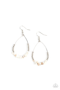 Come Out Of Your SHALE- White and Silver Earrings- Paparazzi Accessories
