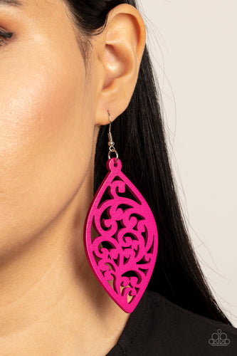 Coral Garden- Pink and Silver Earrings- Paparazzi Accessories