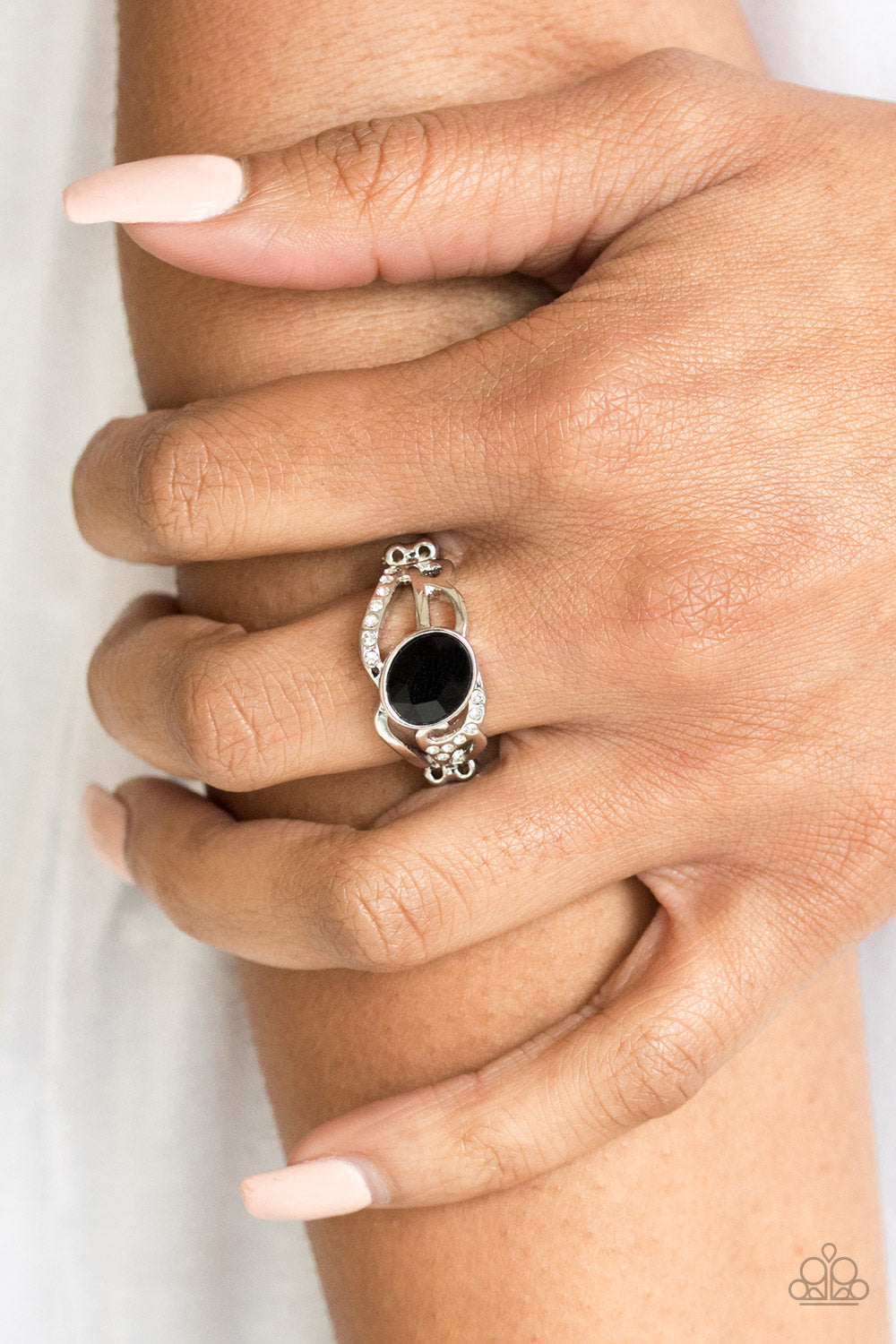 Couldn't Care FLAWLESS- Black and Silver Ring- Paparazzi Accessories