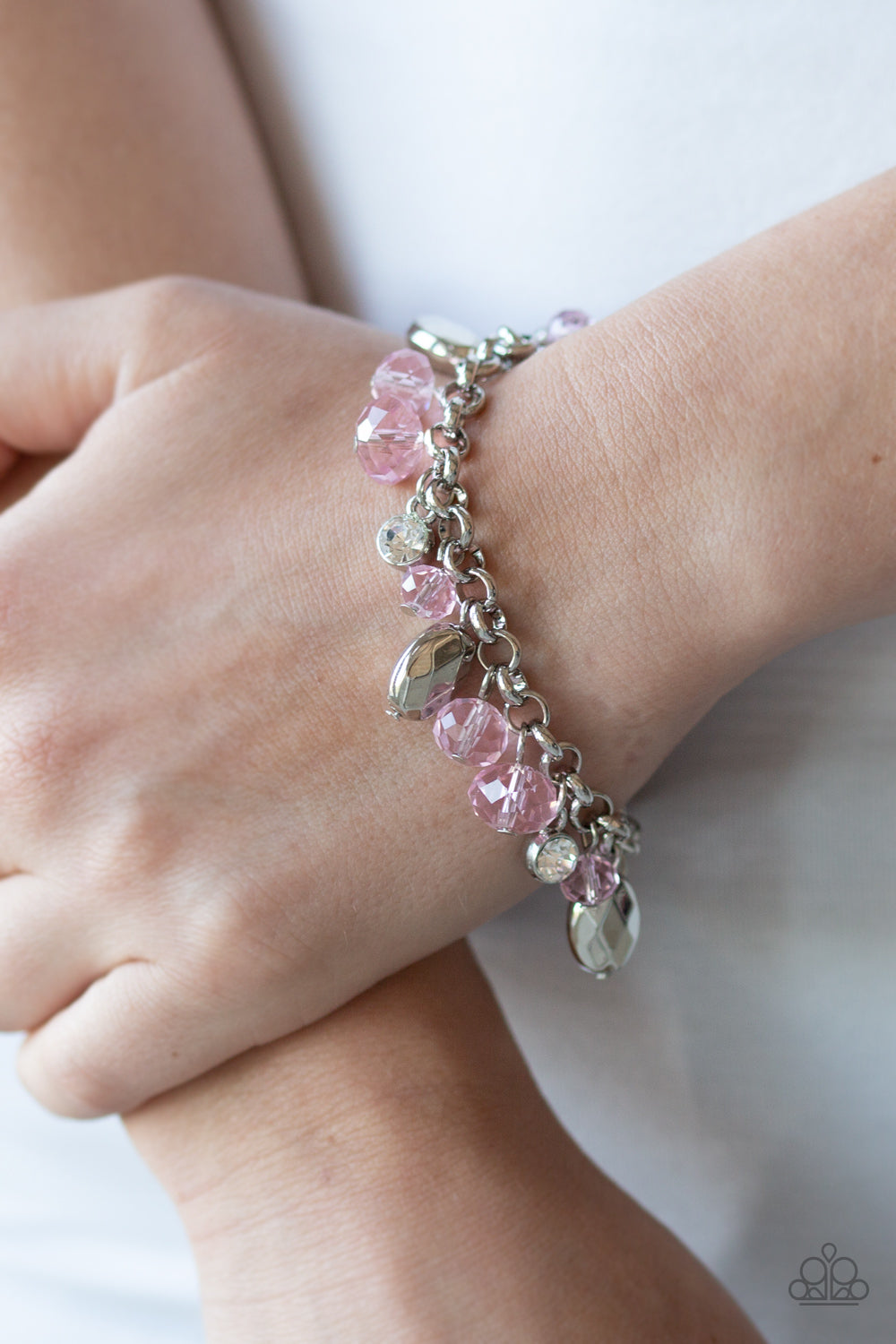 Dazing Dazzle- Pink and Silver Bracelet- Paparazzi Accessories