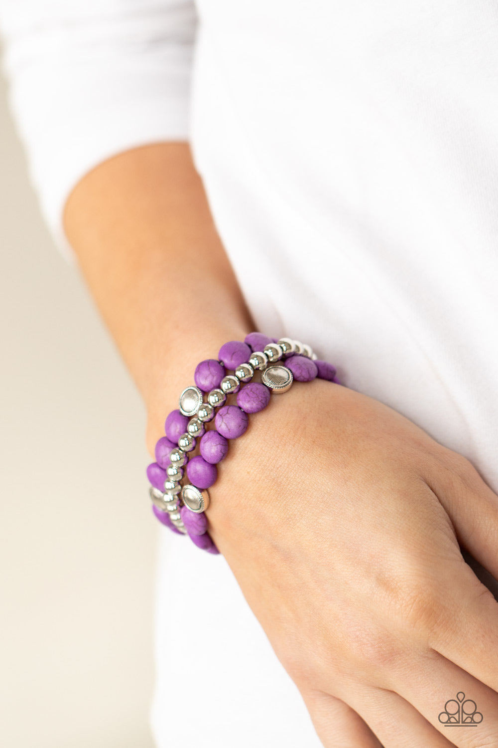 Desert Verbena- Purple and Silver Bracelets- Paparazzi Accessories