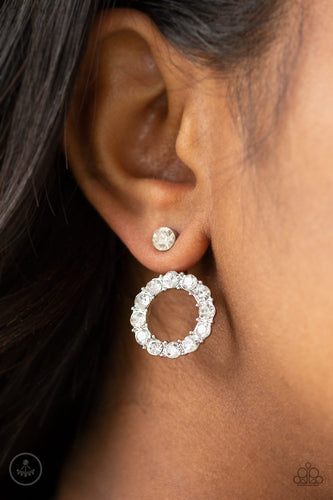 Diamond Halo- White and Silver Earrings- Paparazzi Accessories