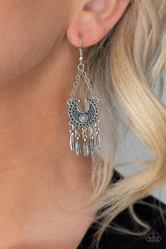 Fabulously Feathered- Silver Earrings- Paparazzi Accessories