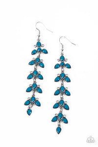 Fanciful Foliage- Blue and Silver Earrings- Paparazzi Accessories