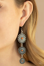 Load image into Gallery viewer, Festively Floral- Orange and Silver Earrings- Paparazzi Accessories