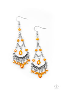 First In SHINE- Orange and Silver Earrings- Paparazzi Accessories