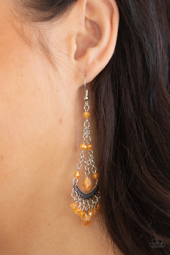 First In SHINE- Orange and Silver Earrings- Paparazzi Accessories