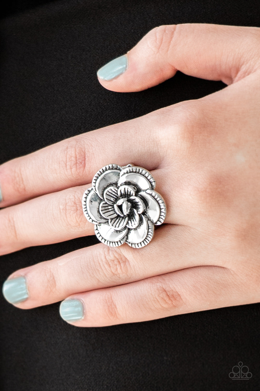 FLOWERBED And Breakfast- Silver Ring- Paparazzi Accessories