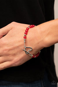Following My Heart- Red and Silver Bracelet- Paparazzi Accessories