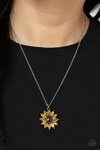 Formal Florals- Yellow and Brown Necklace- Paparazzi Accessories