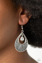 Load image into Gallery viewer, Garden Magic- White and Silver Earrings- Paparazzi Accessories
