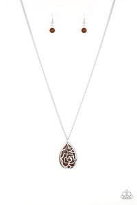 Gleaming Gardens- Brown and Silver Necklace- Paparazzi Accessories