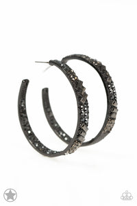 GLITZY By Association- Black and Gunmetal Earrings- Paparazzi Accessories
