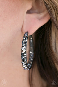 GLITZY By Association- Black and Gunmetal Earrings- Paparazzi Accessories