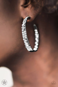 GLITZY By Association- White and Gunmetal Earrings- Paparazzi Accessories