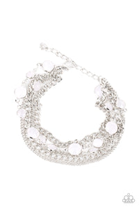 Glossy Goddess- White and Silver Necklace- Paparazzi Accessories