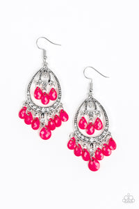 Gorgeously Genie- Pink and Silver Earrings- Paparazzi Accessories