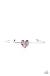 Heart Of Ice- Pink and Silver Bracelet- Paparazzi Accessories
