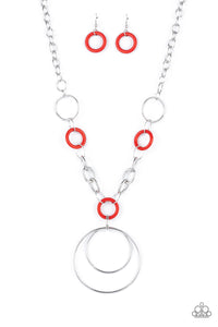 HOOP du Jour- Red and Silver Necklace- Paparazzi Accessories